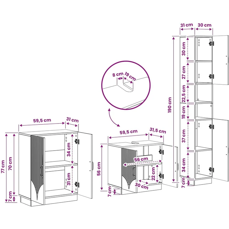 vidaXL 3-teiliges Badezimmer-Schranksystem HOORN Artisan-Eiche 3417476 – Bild 9
