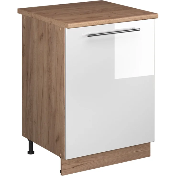 Spülenunterschrank Fame-Line Weiß Hochglanz/Goldkraft Eiche 60 cm Vicco – Bild 1