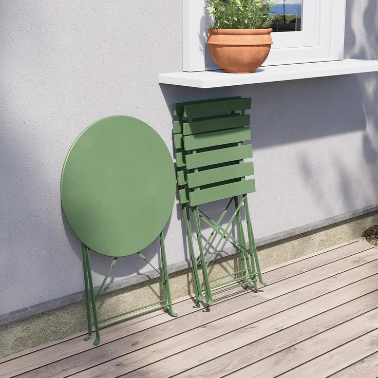 Grand patio Bistro Set 3tlg. Premium Stahl Klappbar Gartenmöbel Grün – Bild 2