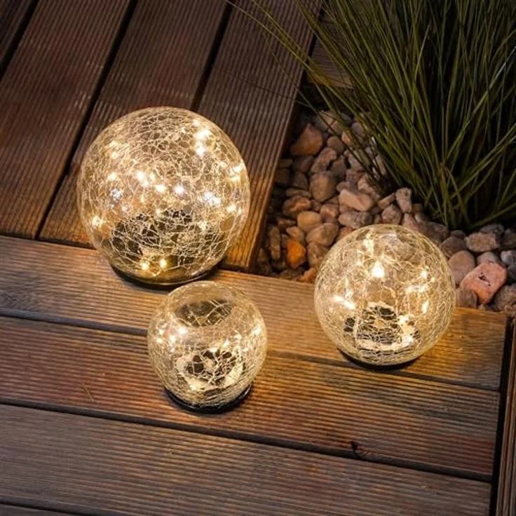 esotec LED Kugelleuchte Echtglas Leuchtkugeln GOLDEN BALLS D=15+12+10cm 3000K warmweiß 102088 – Bild 2