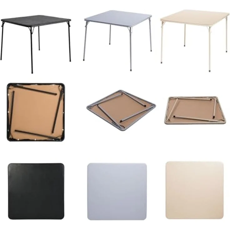 FurnitureR Klapptisch 86×86×71 cm, Stabiler Konferenztisch mit PVC-Oberfläche und Metallrahmen, Faltbarer Arbeitstisch für Büro, Seminar, Besprechung & Schulung, platzsparend verstaubar, Beige – Bild 7