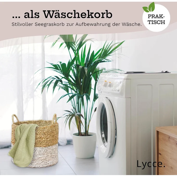 Lycce Wäschebox AUFBEWAHRUNGSKORB Flechtkorb RUND in Gr. 1 Seegras – Bild 7