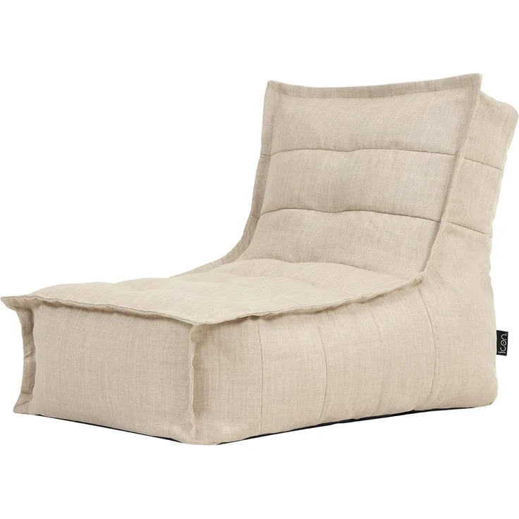 Icon Dolce Sitzsack-Liege für Erwachsene, Beige, Indoor Outdoor Sitzsack mit Füllung, Bean Bag, Wasserabweisender Stoff, Bequemer Sessel für Wohnzimmer, Lounge, Schlafzimmer, Garten