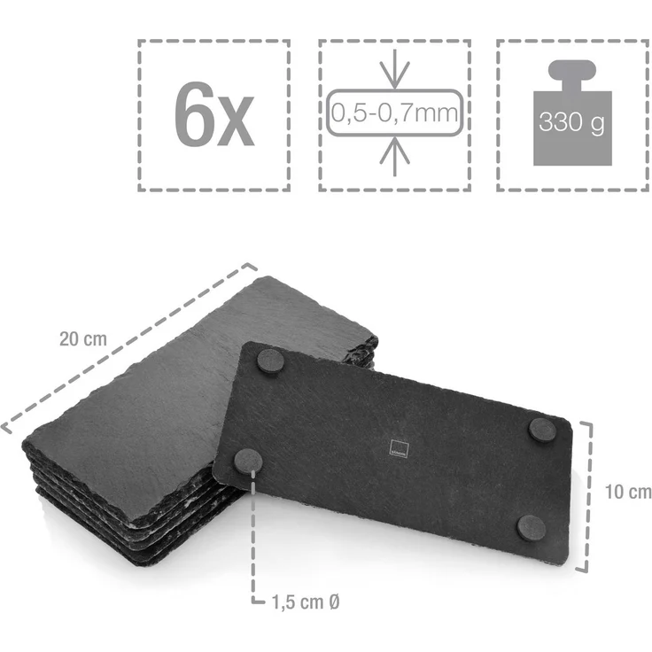 Sänger Schieferplatten Set 'Biscuit' 20x10 cm 6 teilig, mit Kreide – Bild 3