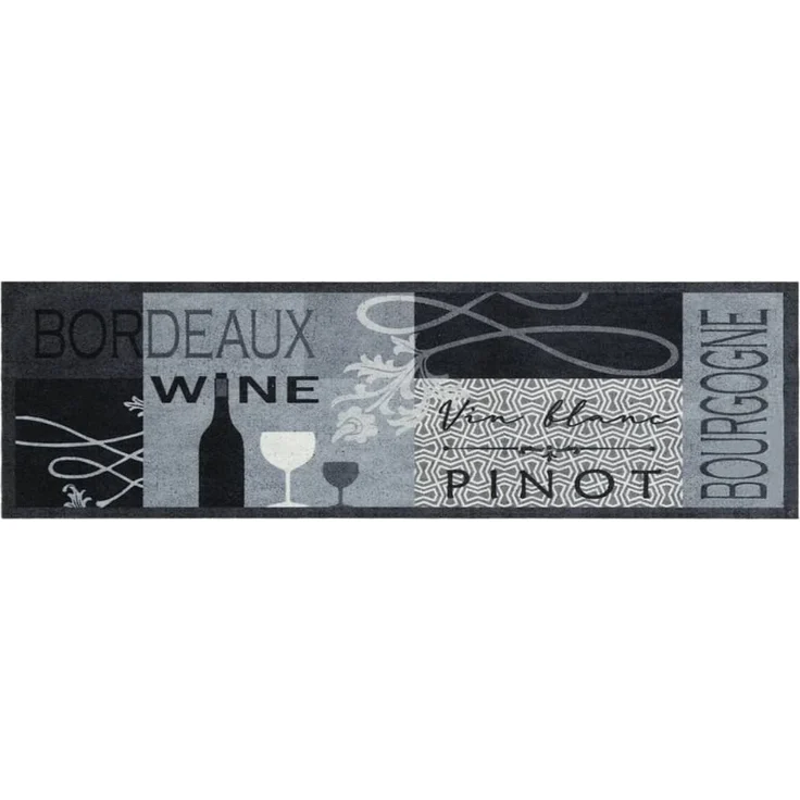 vidaXL Küchenteppich Waschbar Wein Grau 45x150 cm Samt 4005599 – Bild 1