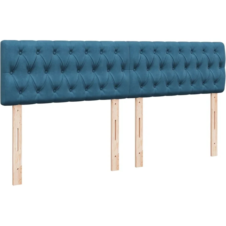 vidaXL Boxspringbett mit Matratze Blau 200x200 cm Samt 3287840 – Bild 4