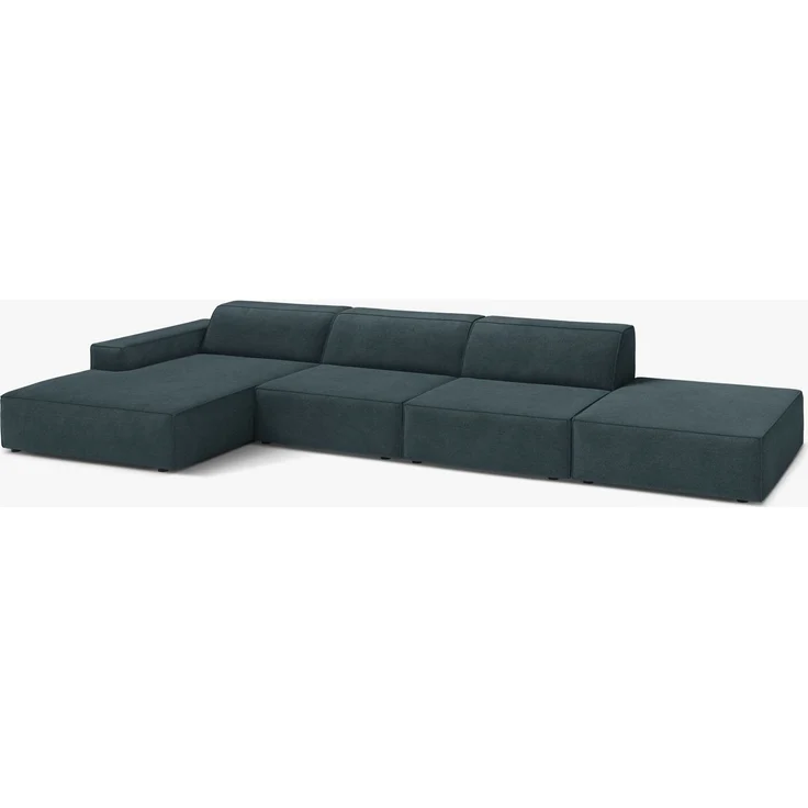 Micadoni Ecksofa Jodie 5-Sitzer Strukturierter Stoff Liberty Dunkel Petrol Links – Bild 3