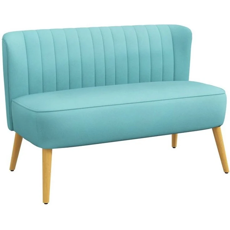 HOMCOM Loveseat Sofa 2 Sitzer mit Samt-Optik (Couch, 1-St, Modern Polstersofa), Grün 117 x 56,5 x 77 cm – Bild 4