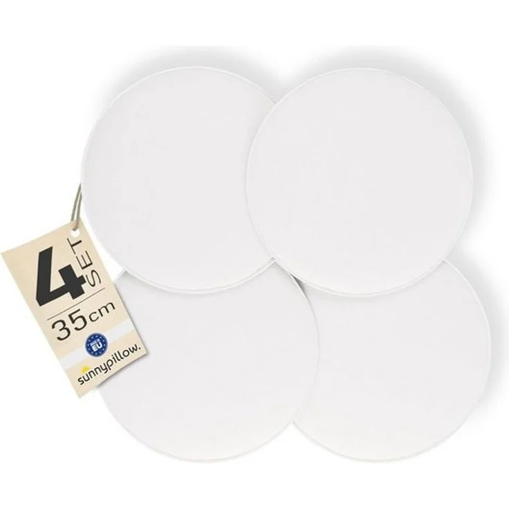 sunnypillow Stuhlkissen 4er Set Sitzkissen Filz Stuhlkissen rund Ø 36cm Filzkissen, Weiß – Bild 4