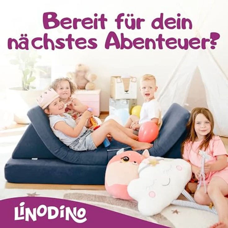 Linodino Kindersofa Spielsofa I aus Schaumstoff Bausteine I Spielcouch für Kinder, Wasserfeste Unterbezüge, Waschbare Chenille Bezüge 30° – Bild 8