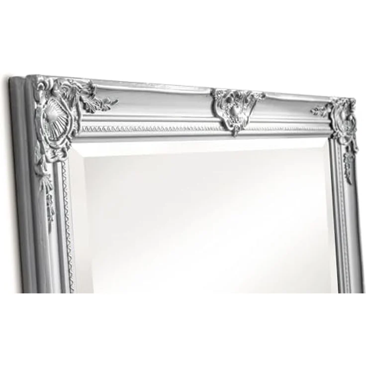 dasmöbelwerk Wandspiegel Wandspiegel Barock Silber 180x80 Spiegel Antik-Stil Ganzkörperspiegel, Spiegelfläche mit edlem Facettenschliff – Bild 3