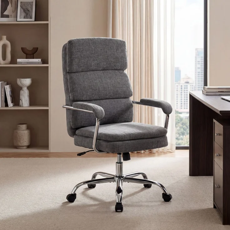 HOMCOM Bürostuhl, Polyester, Grau, 72,5L x 65B x 118H cm – Bild 2