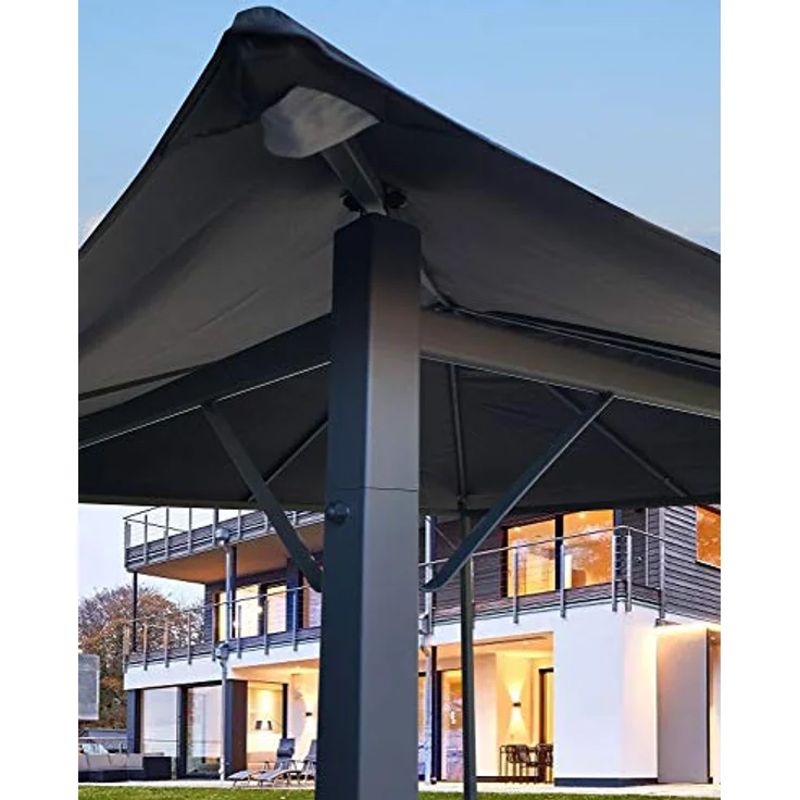 QUICK STAR Metall Garten Pavillon Nizza 3x3m, Antik Partyzelt Grau RAL 7012 mit 4 Seitenteilen und wasserabweisendem Dach – Bild 5