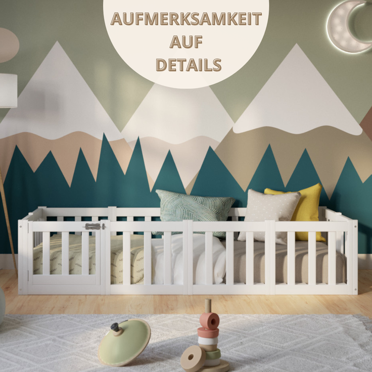 Crazy Pine 'Crazy Johnny' Kinderbett mit Rausfallschutz 40 cm, Holz, Weiß, 140x180 cm, mit Tür – Bild 8