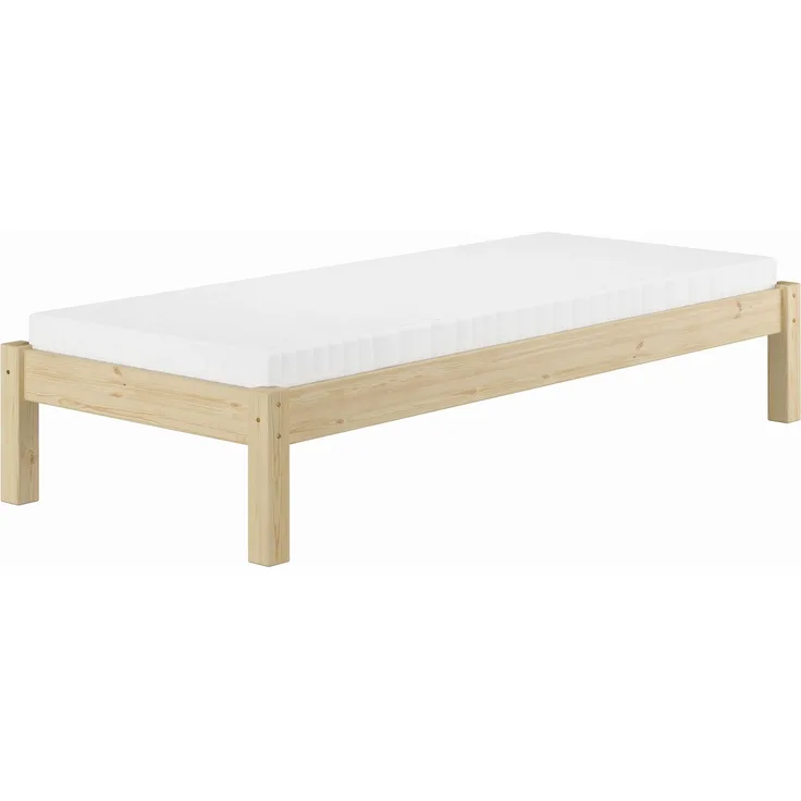 Massivholzbett Futonbett 100x200 Kiefer unbehandelt V-60.35N-10Rollrost und Matratze inkl.