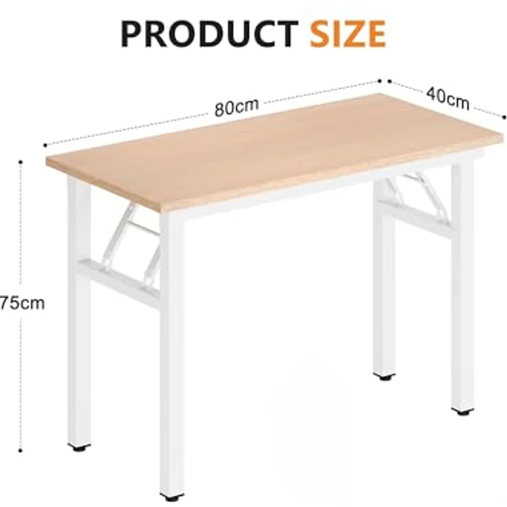 SogesHome Klapptisch Computertisch 80x40 cm PC Tisch Kleiner Schreibtisch Bürotisch Büroarbeitsplatz für Home Office Verwendung Schreibtisch Esstisch Konferenztisch – Bild 3