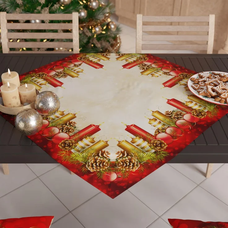 PETTI Artigiani Italiani – Weihnachts-Tafelaufsatz, Weihnachts-Tafelaufsatz für den Küchentisch, 90x90 cm, Tischläufer, Kerzen-Tafelaufsatz, 100 % Made in Italy
