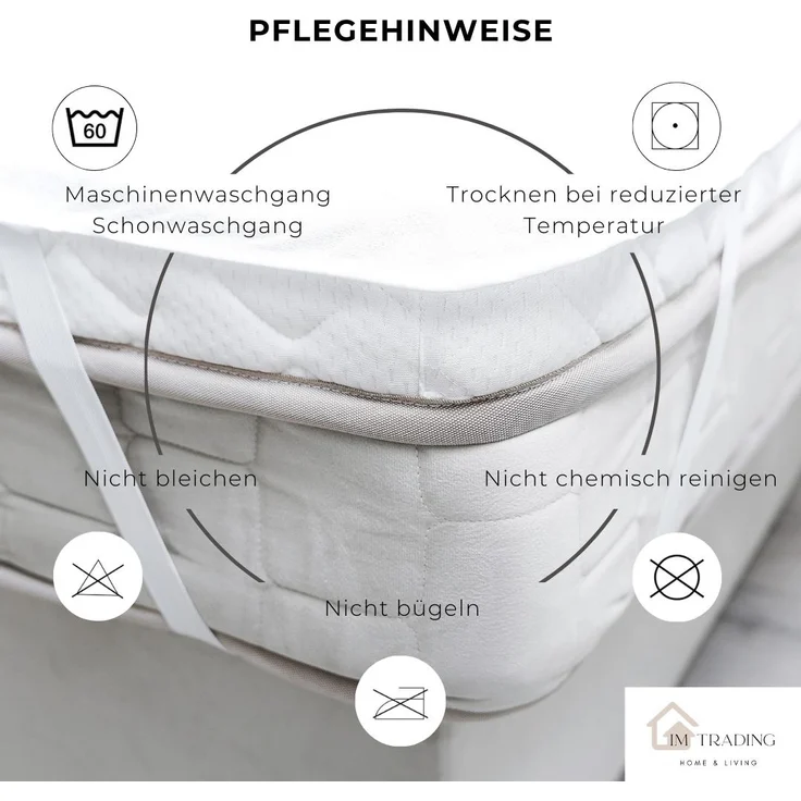 Matratzenschoner Wasserdicht und Atmungsaktiv 200x220cm + 40cm mit 4 Eckgummi Inkontinenzunterlage Waschbar – Bild 6