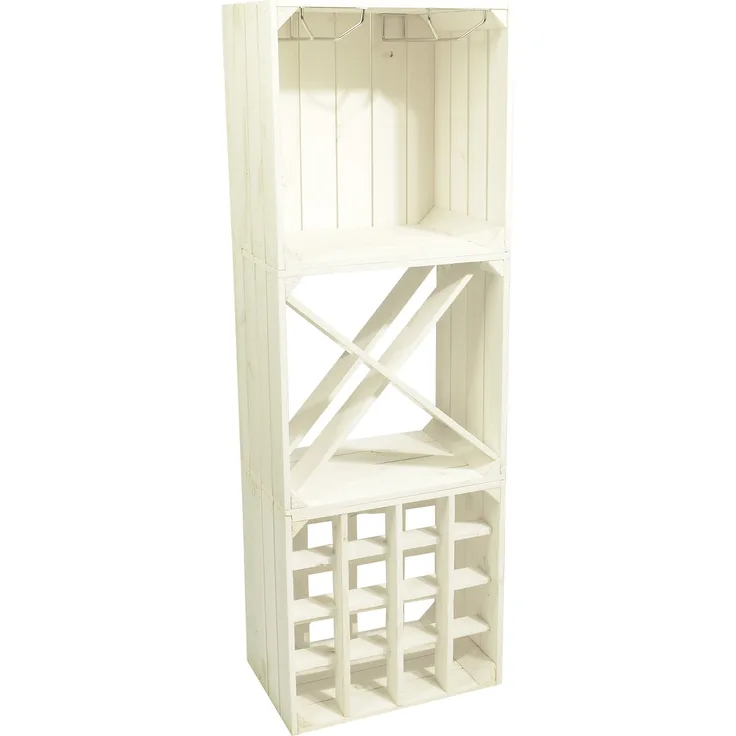 CHICCIE Weinregal Weinregal Wino Set aus Holz - Weiß Komboset Wandregal Flaschenregal, 3-tlg.