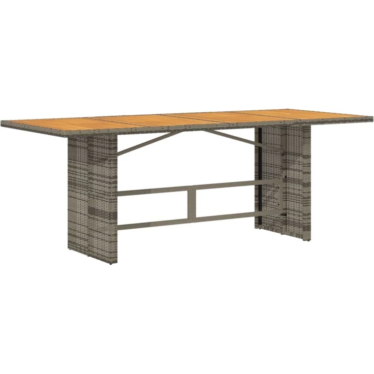 Gartentisch, Balkontisch mit Akazienholz-Platte Grau 190 x 80 x 75 cm Poly Rattan – Bild 6