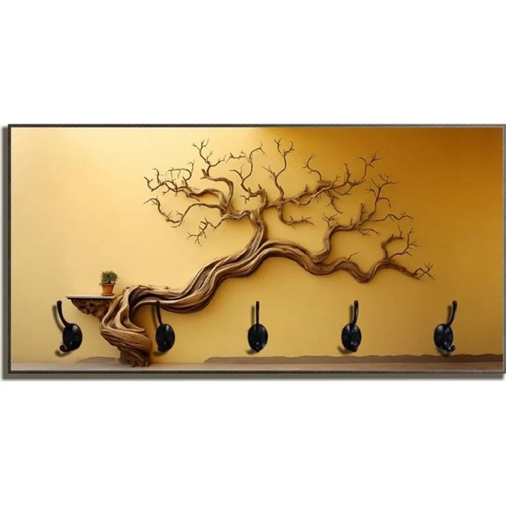 Wallario Garderobenpaneel Lebensbaum Skulptur (1-teilig, inkl. Haken und Befestigung), 80x40cmHolz – Bild 4