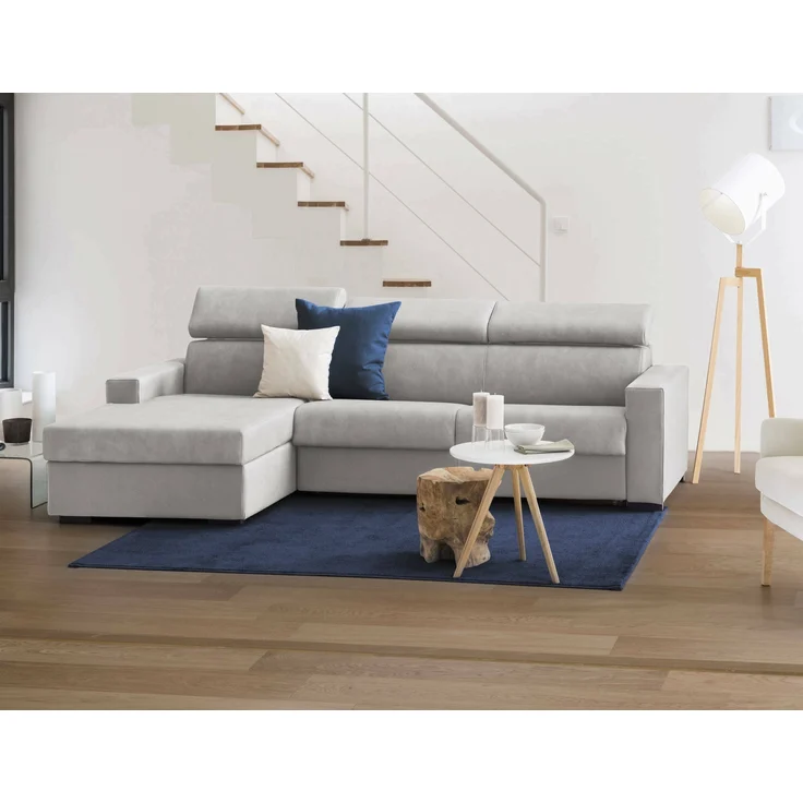 Dmora Sofa mit Halbinsel Akela, Ecksofa mit linker Chaiselongue aus Stoff, Standardarmlehnen, 100 % Made in Italy, 280 x 95 x 85 cm, Grau – Bild 2