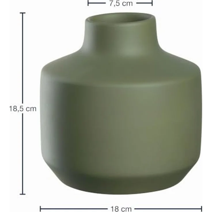 LEONARDO HOME Milano Keramikvase, elegante grüne Dekovase für Blumen-Bouquets, Höhe 18,5 cm – Bild 2