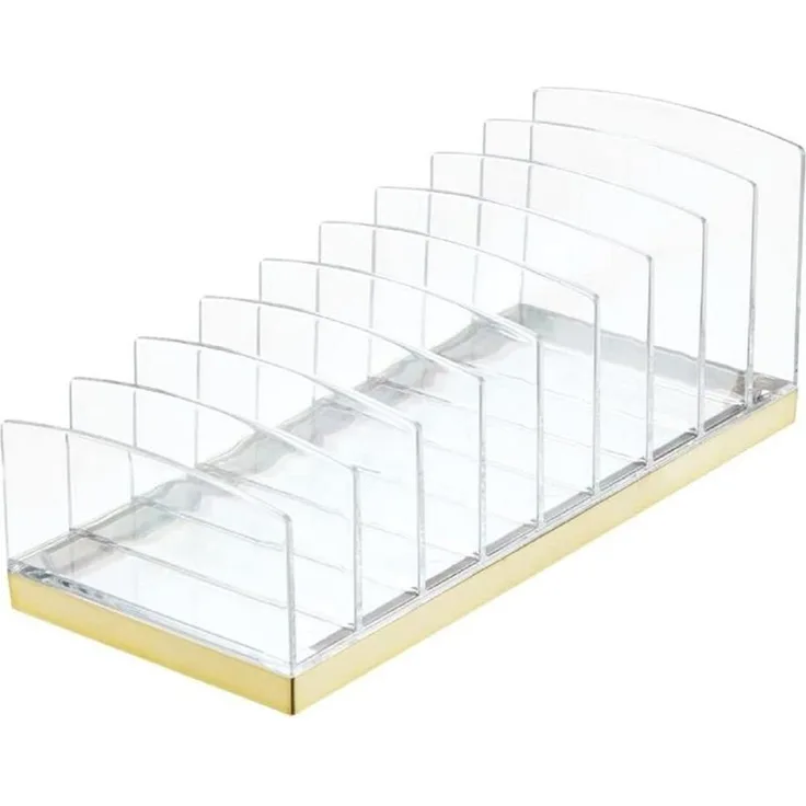 mDesign Kosmetik Organizer Aufbewahrung 9 Fächer Make-up Transparent/Messing
