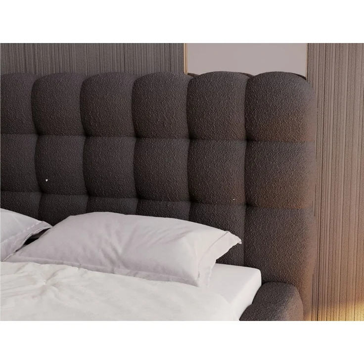 GRAINGOLD Twist Polsterbett 140x200, Doppelbett mit Bettkasten und Lattenrost, Bouclé-Stoff, Schwarz – Bild 6