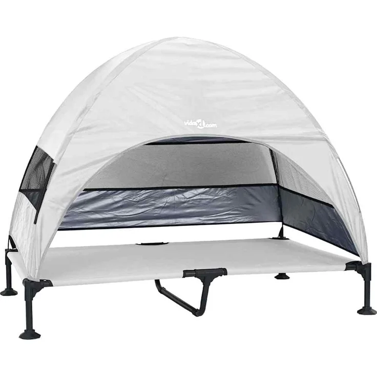 vidaXL Hochgelegtes Hundebett Silber Grau 127 x 81 x 108 cm 42008222 – Bild 1