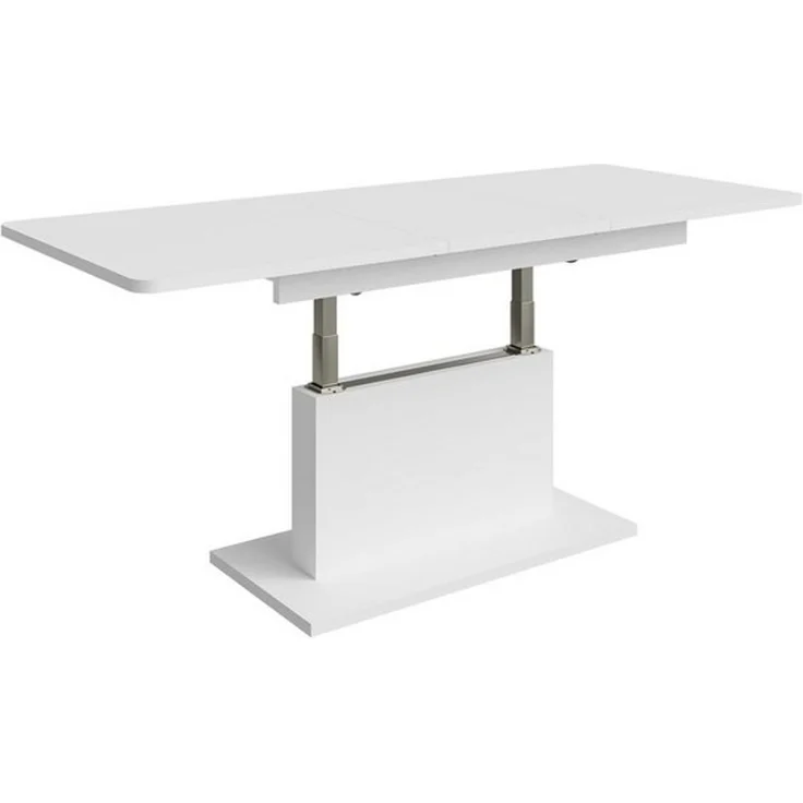 designimpex Couchtisch DC-1 Weiß matt stufenlos höhenverstellbar ausziehbar, Funktionstisch, Wohnzimmertisch, Tisch, Esstisch, Sofatisch – Bild 4