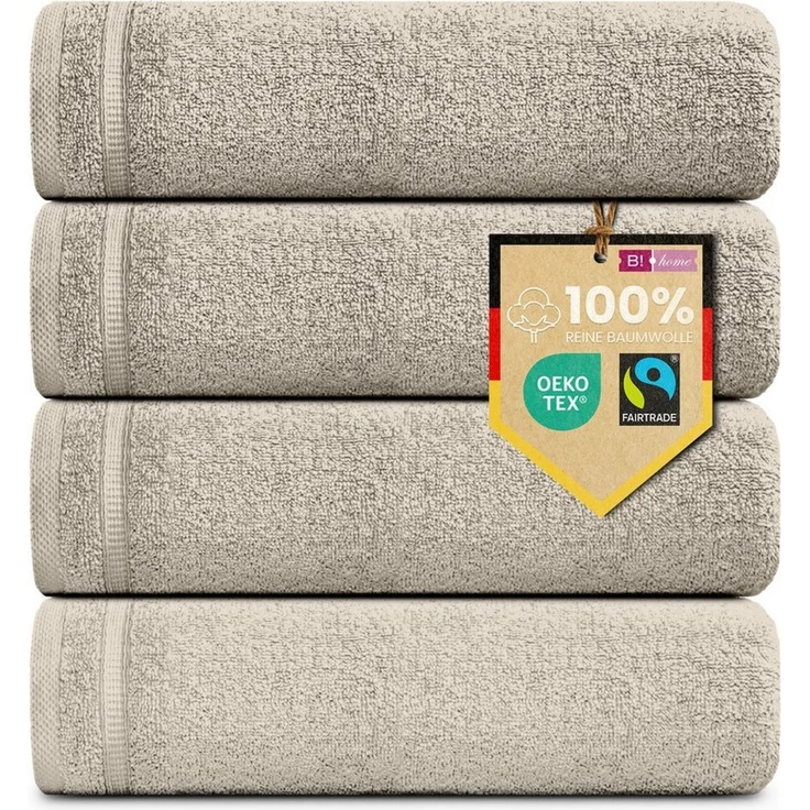 4er Set Gästehandtücher Plain grau-beige 30x50 - Farbe: Grau-Beige, Größe: 30x50