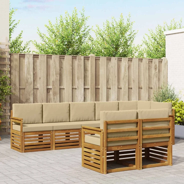 vidaXL Outdoor-Sofagarnitur 8 stk. 8-Sitzer Natur und Beige 3374998 – Bild 1