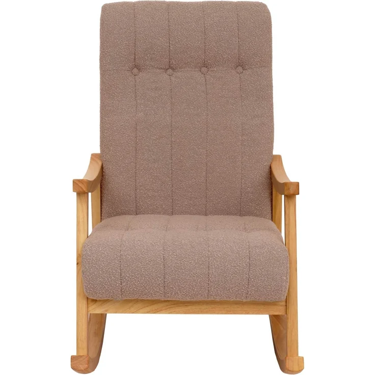 Schaukelstuhl HWC-K10, Relaxsessel, Holz FSC® Stoff/Textil Bouclé (450g/m²) ~ taupe, Gestell natur – Bild 7