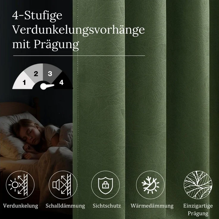SERBASIC Verdunkelungsvorhang Blumenvorhang Kräuselband Blickdicht Vorhang, Thermo Hitzeschutz (2 St), Multifunktionsband, verdunkelnd, Polyester, für Wohnzimmer, Schlafzimmer – Bild 3