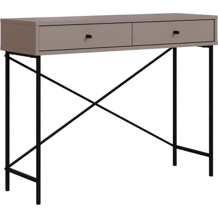 Calicosy 'TITAN' Konsole mit 2 Schubladen Farbe Mokka und Metallbeine - L110 cm - Braun