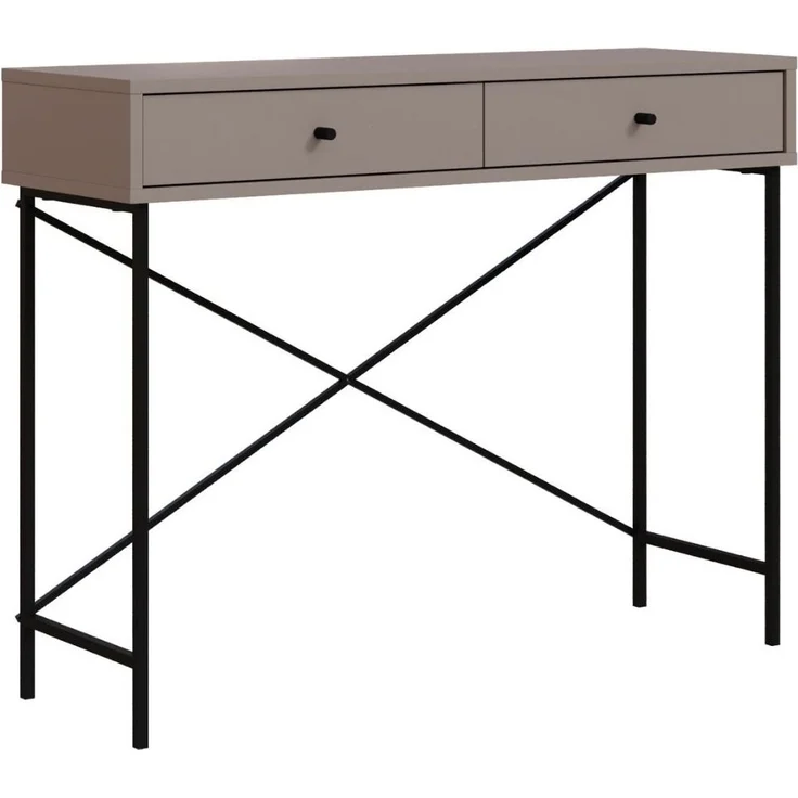Calicosy 'TITAN' Konsole mit 2 Schubladen Farbe Mokka und Metallbeine - L110 cm - Braun – Bild 1