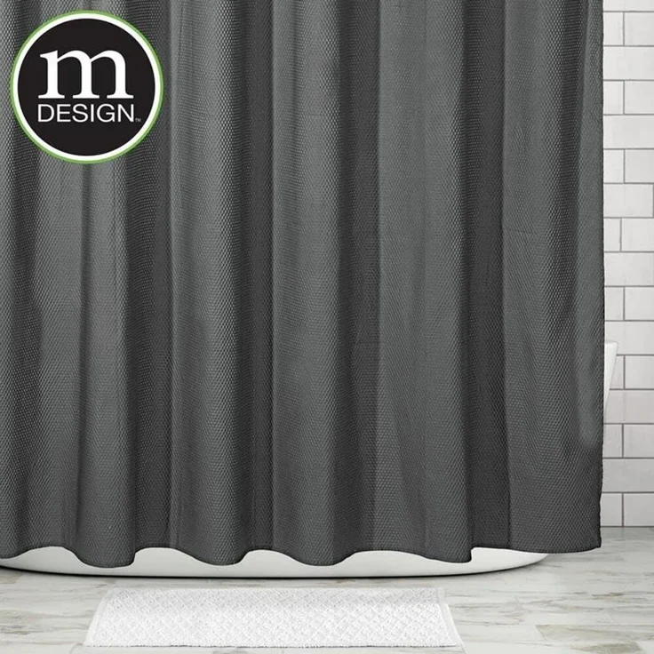 mDesign Luxus Duschvorhang Badewannenvorhang Waffelmuster Polyester Dunkelgrau – Bild 3