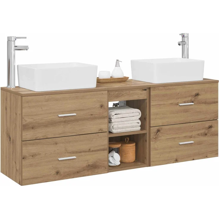 vidaXL Badezimmerschrank-Set 3 stk. Artisan-Eiche 136 x 35 x 80 cm 3405858 – Bild 3