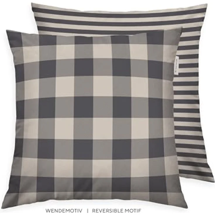 TOM TAILOR HOME Kissenbezüge new bedroom, Classic Check, 40x40cm oder 40x80cm, (1 Stück), Wendedesign mit Markenreißverschluss – Bild 3