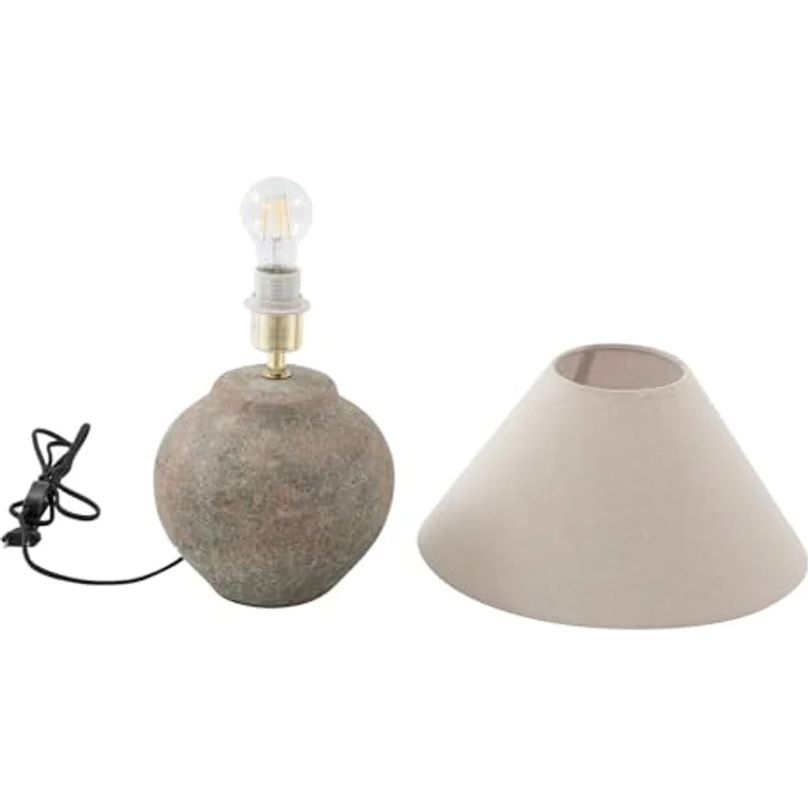 Lucande Tischleuchte Thalorin, 39 cm, braun, Keramik mit grauem Textilschirm und E27-Fassung – Bild 10