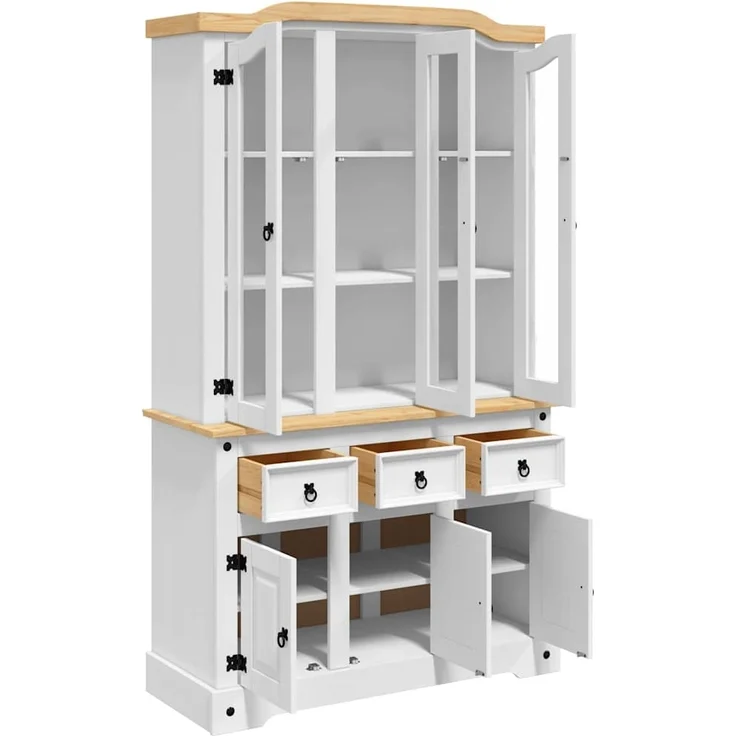 vidaXL Highboard Corona 112x43x196 cm Massivholz Mexikanische Kiefer 355086 – Bild 4