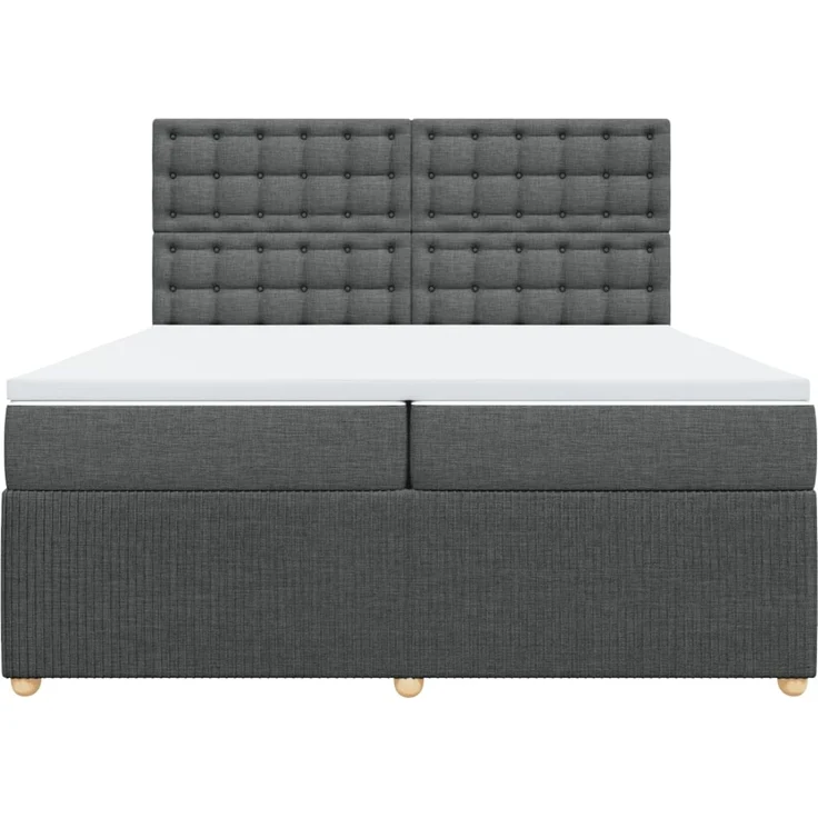 vidaXL Boxspringbett mit Matratze Dunkelgrau 200x200 cm Stoff 3294478 – Bild 6