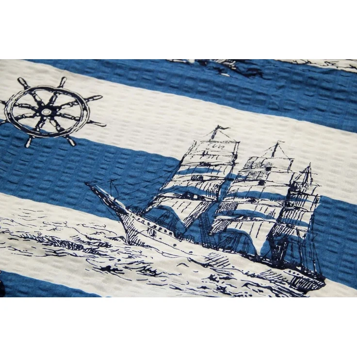 Heubergshop Bettwäsche, Seersucker, 2 teilig, 155x220 cm + 80x80 cm Leuchtturm Maritime Anker 100% Baumwolle (736-2) – Bild 3