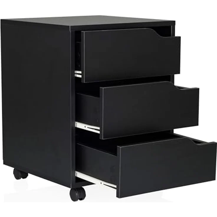 MID.YOU Rollcontainer, Schwarz, Holzwerkstoff, 3 Schubladen, 40x52.5x40 cm, ideal für das Arbeitszimmer – Bild 5