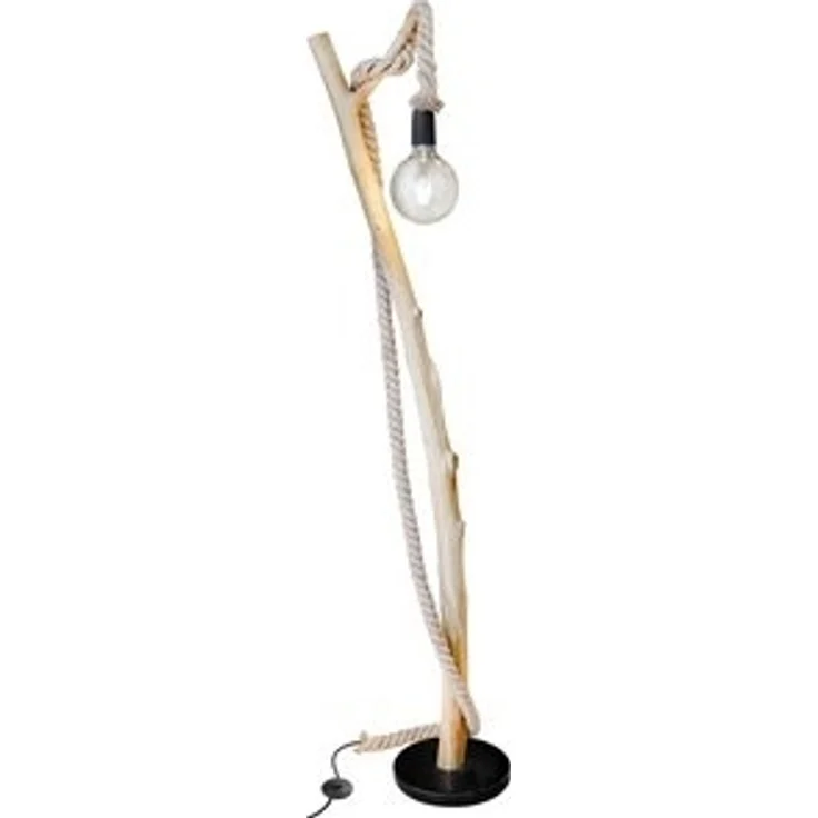 NOWA Stehlampe, Leuchtmittel nicht inklusive, Stehlampe Wohnzimmerleuchte Stehleuchte Holz braun Hanfseil E27 H 150 – Bild 6