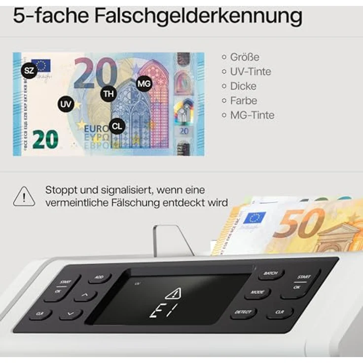 Safescan Geldzählmaschine mit Wertzählung 2265 G2 3,9-Zoll – Bild 5