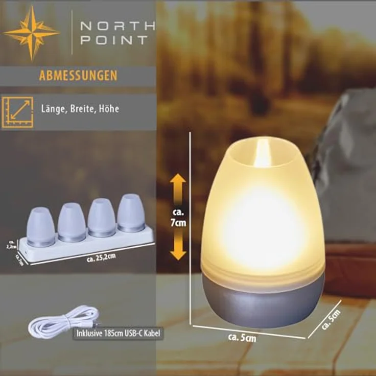Northpoint LED Dekolicht LED Akku Lounge Lights Kabellos für Innen und Außen RGBW Flackereffekt – Bild 4