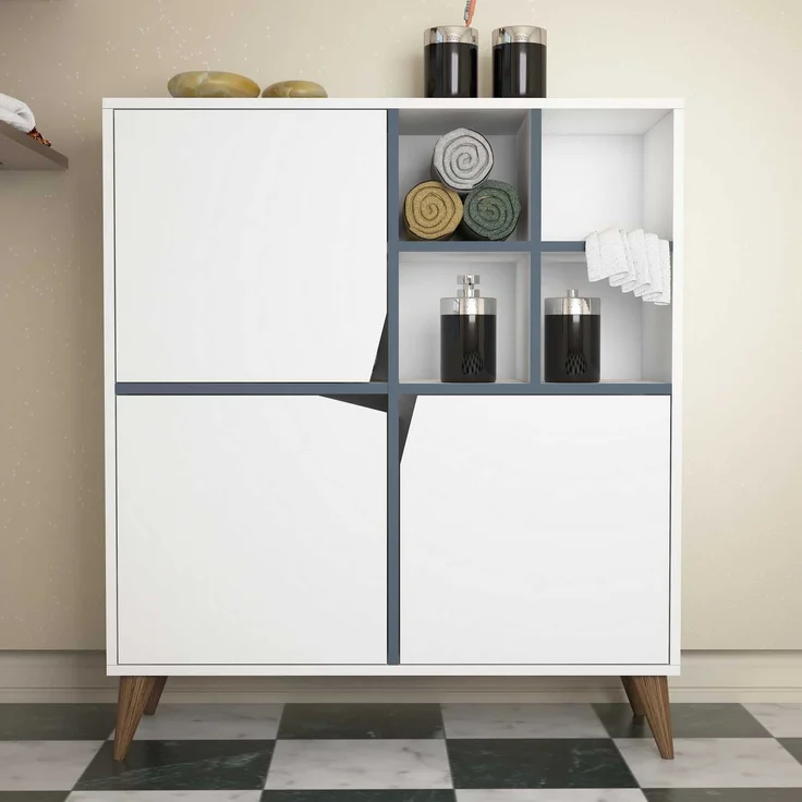 Skye Decor 'Pulse - White, Blue' Mehrzweckschrank, Weiß / Blau, 100 x 115 x 30 cm – Bild 2