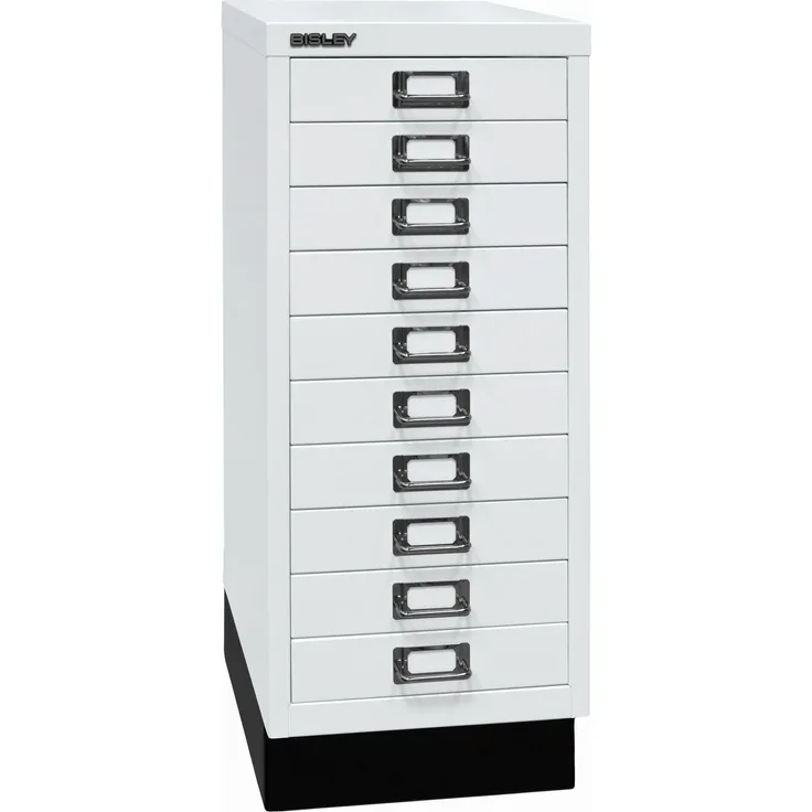 Bisley MultiDrawer™, 29er Serie mit Sockel, DIN A4, 10 Schubladen, Farbe verkehrsweiß